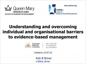 Understanding and overcoming individual and organisational barriers to evidence-based management