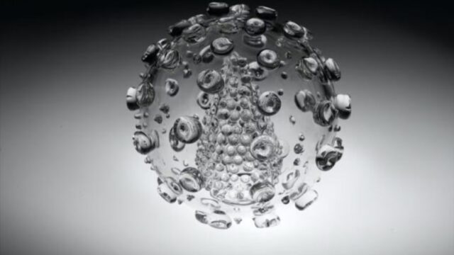 From Luke Jerram’s series of blown-glass sculptures of viruses.