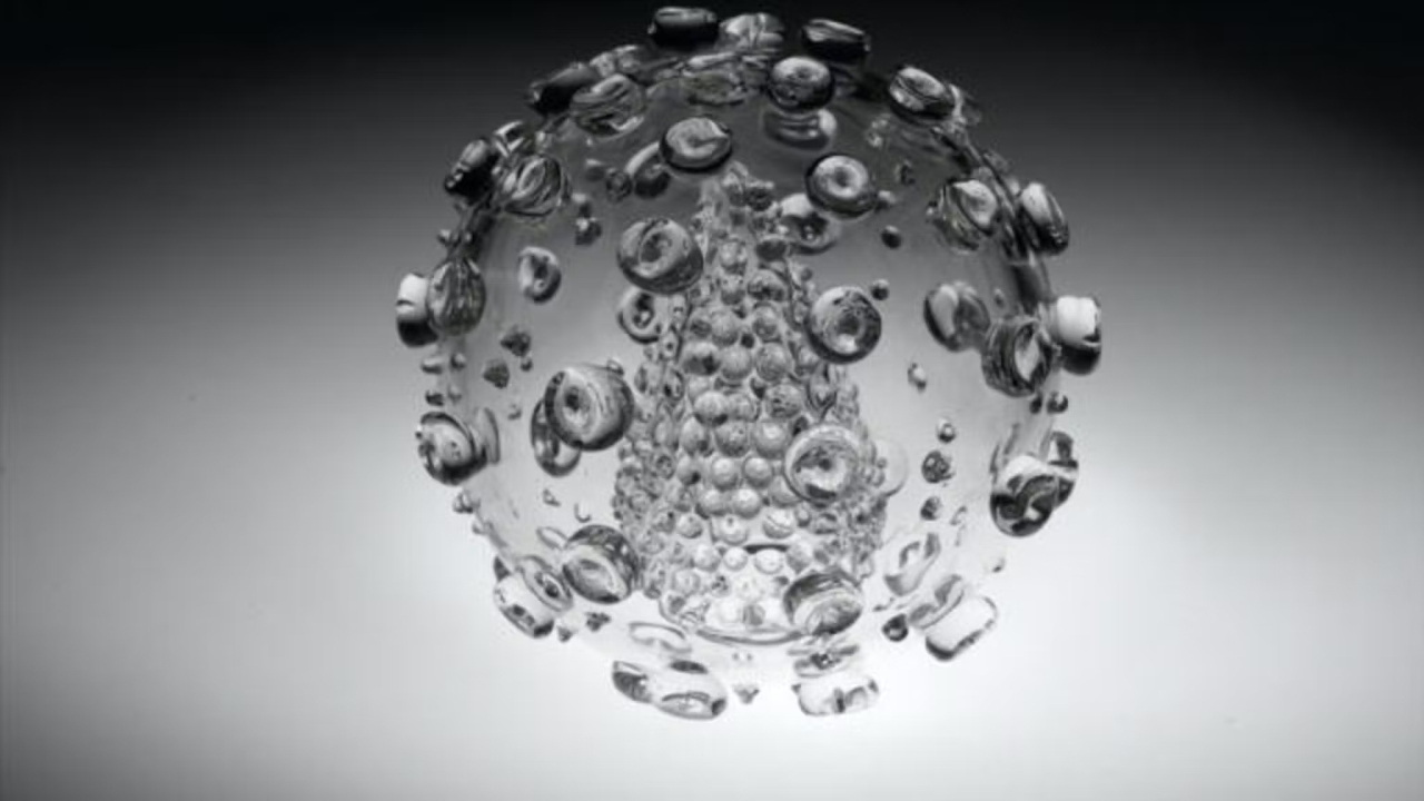 From Luke Jerram’s series of blown-glass sculptures of viruses.